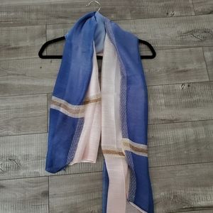 Silk feel pretty pink and blue scarf, new